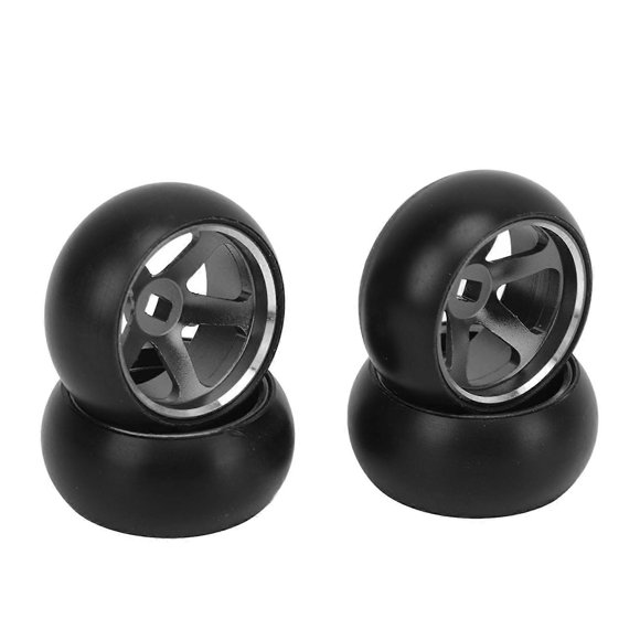 4PCS RC Drift Tires Aluminum Alloy RC Tires and Wheels Set for Wltoys K989 K969 P939 28413 1/28 RC Cars Black