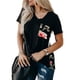 thumbnail image 4 of Puntoco moda mujer manga corta cuello redondo impreso Pachwork bolsillos tops blusa Puntoco Puntoco-8871, 4 of 9