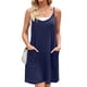 thumbnail image 1 of Vestido de verano Zeagoo Boho para mujer con bolsillos, sin mangas, azul marino, talla M, 1 of 5