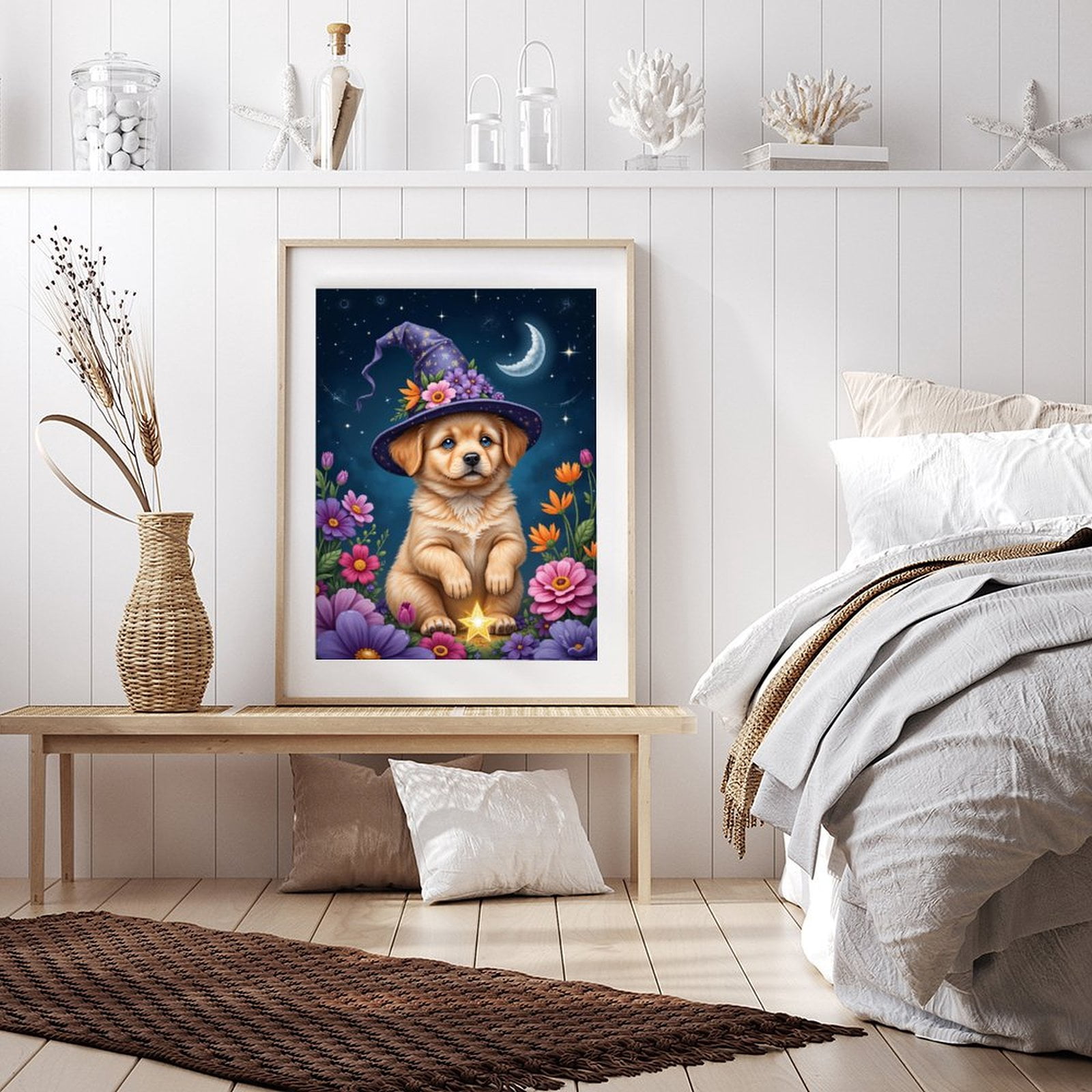 Diamond Art Kits for Adults - 5d Puppy Wizard Starry Night Diamond Painting for Adults, Diamond Art for Adults Beginners, Diamond Painting Kits for Adults for Home Wall Decor