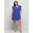 thumbnail image 3 of Plus Size V Neck Cap Sleeve Pocket Mini Dress, 3 of 6