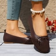 thumbnail image 4 of Women's Flat Ballet Shoes Block Color Bow Suede Round Toe Slip on Casual Fashion Lightweight Business Work Dress Shoes Brown Size 7.5, 4 of 6