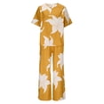 thumbnail image 6 of Neewe Women's Summer 2 Piece Outfits 2026 Short Sleeve Tops Wide Leg Pant Sets Casual Tracksuit-Yellow L, 6 of 9