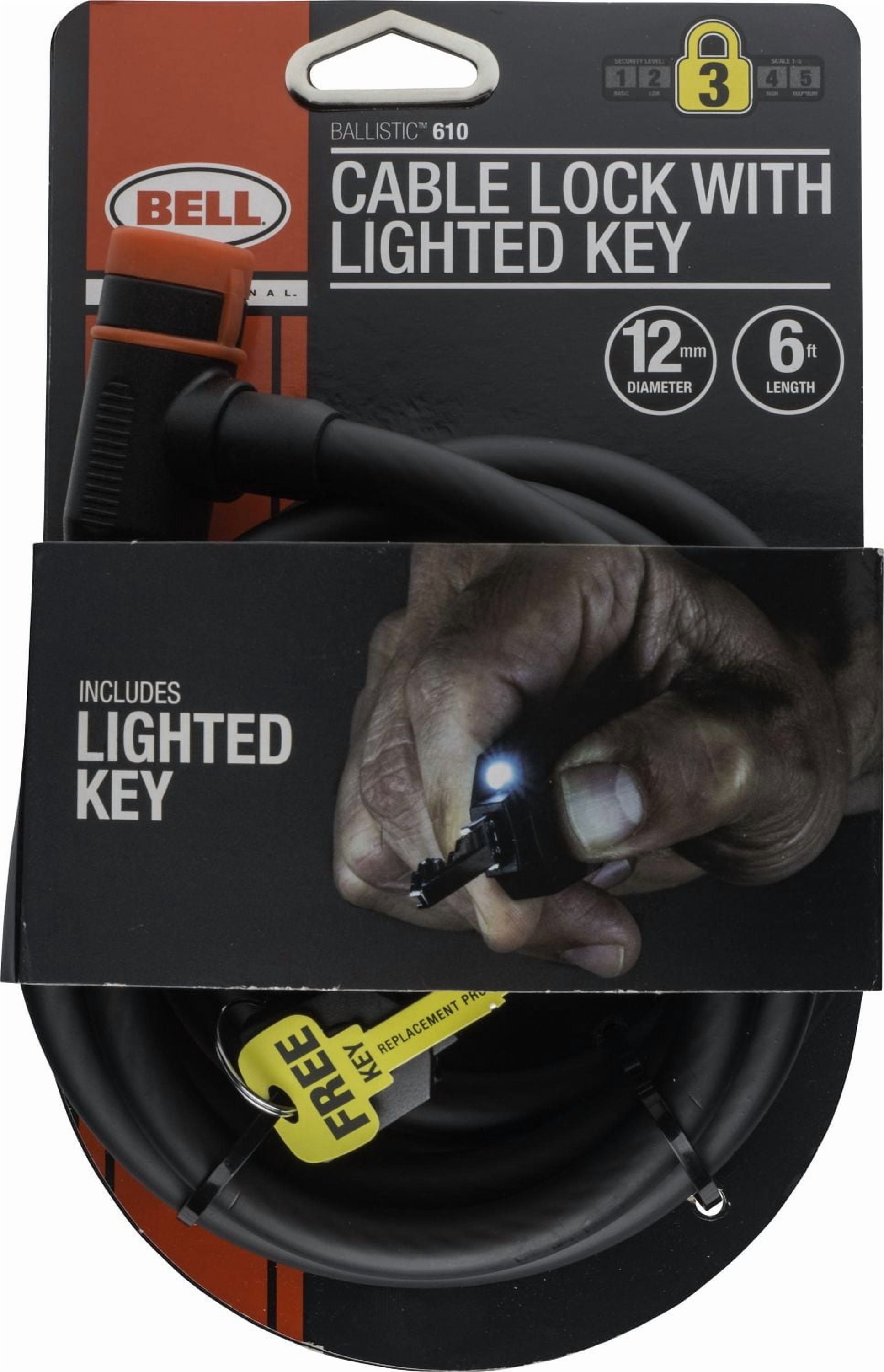 Bell Sports Ballistic 610 Key Cable Bike Lock, 12 mm x 5 ft. steel cable