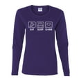 thumbnail image 2 of Eat Sleep Game Video Gamer Gift Fan Pop Culture Womens Graphic Long Sleeve T-Shirt, Purple, 2XL, 2 of 3