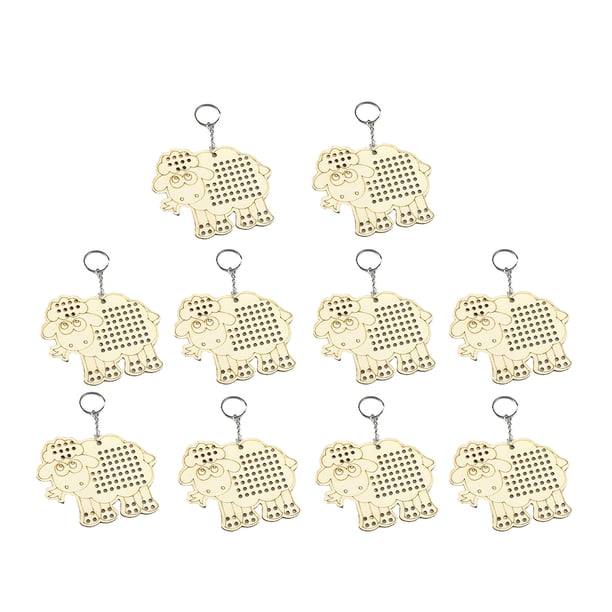 LLavero de madera de dibujos animados, exquisita oveja esponjosa, etiquetas de madera DIY, adornos artesanales, regalos para mochila, bolso, paquete de 10 Inevent HA012688-00