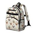 thumbnail image 2 of Rooster and Bouquet Cream Pattern Cute School Backpack Bag for School with Padded Back and Adjustable Shoulder Straps 15.25"x11.5"x5.25", 2 of 5