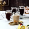 thumbnail image 3 of Taza para Cafe Doble pared Vidrio 350 ml (4 Piezas),Tazas para Cafe Espresso con Asa,Vasos pared Vidrio Transparentes para Capuchino,Caf&eacute; Expreso,T&eacute;,Ideales para Regalo, 3 of 8