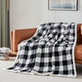 thumbnail image 2 of Sherpa Plaid Twin Blanket 60" X 70", Fuzzy Fluffy Soft Cozy Throw Blanket, Twin Size Plush Fleece Flannel Plush Microfiber Blanket for Couch Bed Sofa (Black), 2 of 12