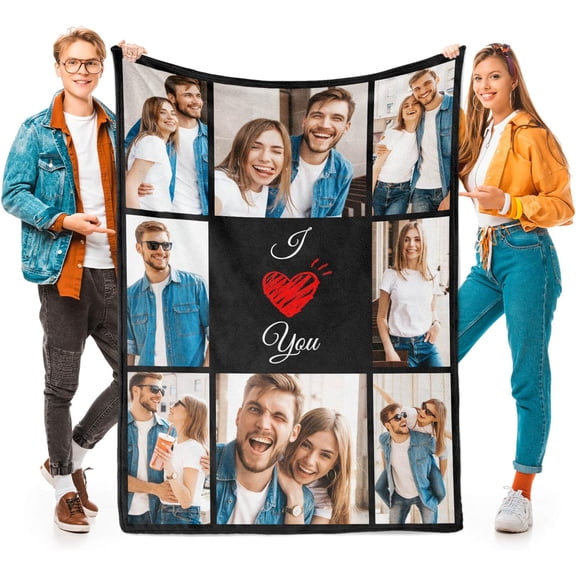 Custom Blanket with Picture Text Customized Thow Blankets Personalized Blanket, Customizable Blanket Photo Blankets, Customize Gifts for Mom Dad Couple Girlfriend Boyfriend Wife Husband