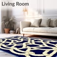 thumbnail image 2 of ODIKA 6'x9' Machine Washable Non-Slip Area Rug, Breeze Navy & Beige Nautical Knot Design High Traffic Rug, Beige, 58467, 2 of 7