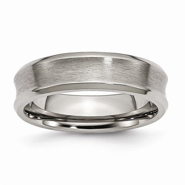 6 mm Titanium Beveled Edge, Concave Brushed & Polished Band - Size 9.5