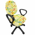 thumbnail image 1 of Autumn Office Chair Slipcover, Warm Tones with Colorful Leaves Composition Autumnal Illustration Print, Protective Stretch Decorative Fabric Cover, Standard Size, Apple Green and Cream, by Ambesonne, 1 of 5