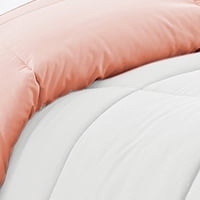 Modern Threads Reversible Blush & White All-Season Down Alternative Bed Comforter, Queen