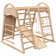 thumbnail image 4 of 7-in-1 Indoor Wooden Jungle Gym - Varnished Industrial Grade Wood, Kids Safe Playground & Easy Assembly, 4 of 7