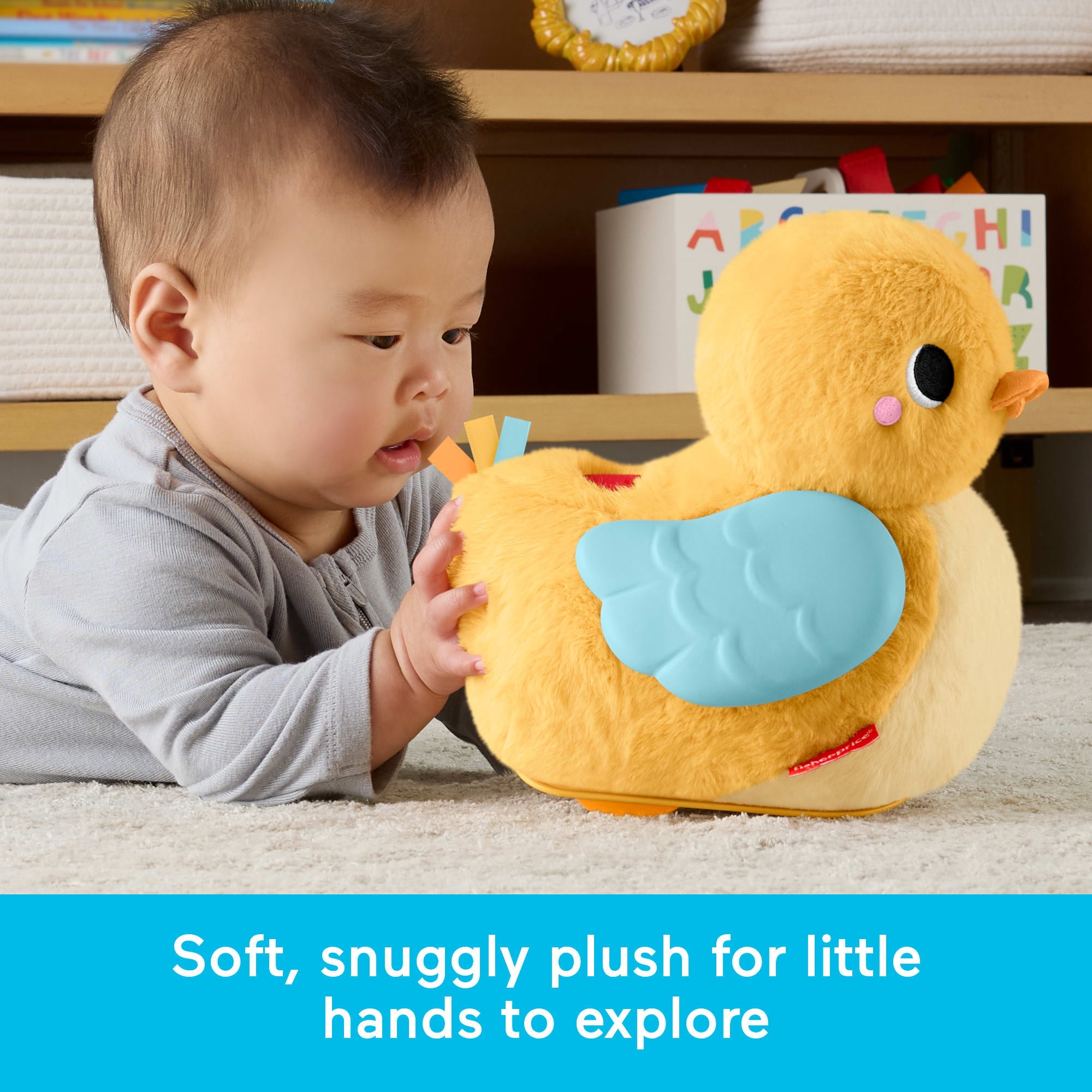 Fisher-Price 4-in-1 Cuddle & Crawl Duck, Baby Musical Tummy Time & Crawling Plush Toy