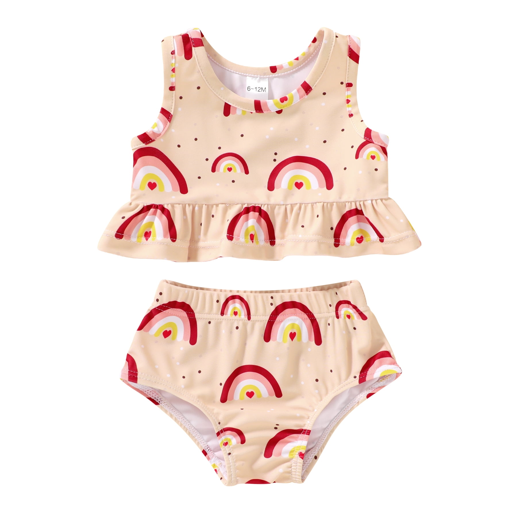 Younger Tree Toddler Baby Girls 2PCS Swimsuit Infant Summer Sleeveless Beach Bikini Swimwear Bathing Suit for 0-3 Months