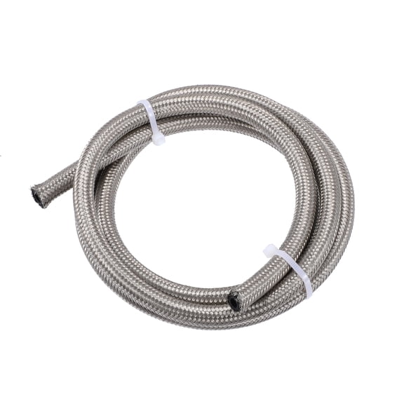 Unique Bargains 5ft 4AN Fuel Hose Universal Braided Stainless Steel CPE Oil Line Silver