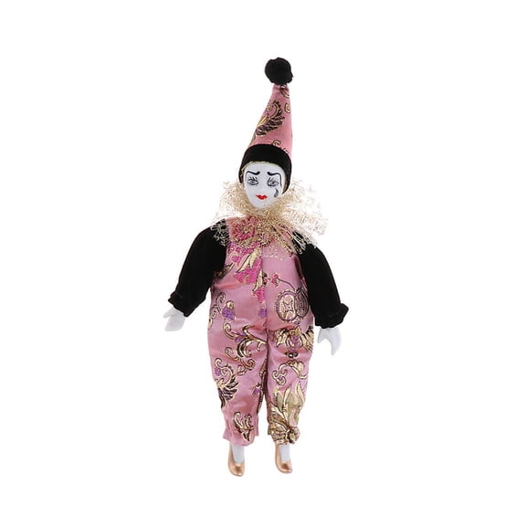 9Inch Ceramic Clown Doll Figurine with Victorian Costume Design Retro Home Decors Gift For Christmas Halloween Festival