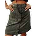 thumbnail image 1 of Asyoly Womens Fall Winter Corduroy Skirt High Waist Button Down A-line Short Mini Skirts with Pockets, 1 of 3
