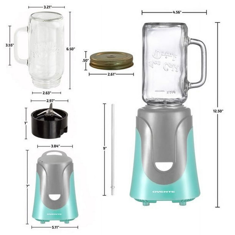 OVENTE Mini Electric Food Processor and Salad Vegetable Shake Mixer 1.5  Cup, Black PF1007B 