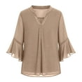 thumbnail image 5 of ZACPNCV Girls Solid Mesh Glitter Sparkling Top Long 3/4 Sleeve V Neck Blouse Breathable for Party Celebration Special Occasion Tween, 5 of 8