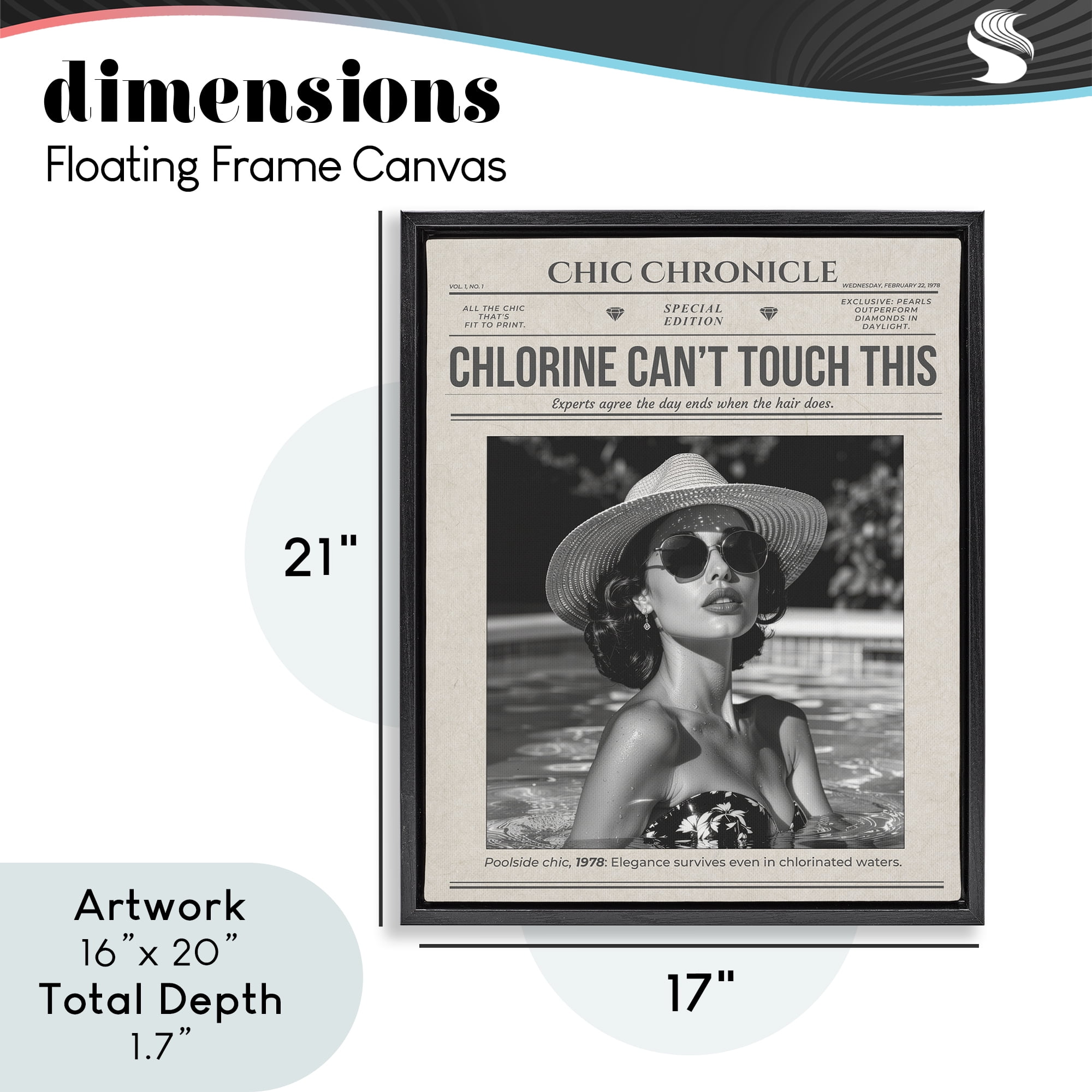 Chic Chronical Vintage Magazine Black Framed Floater Canvas Wall Art, design by A Barefoot Stylist