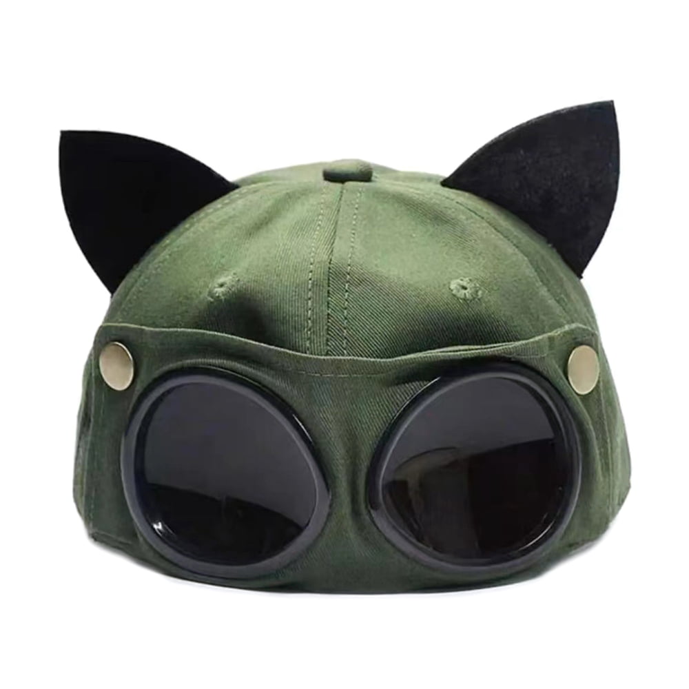 Cat Ears Baseball Cap With Glasses - Aesthetic Clothes Shop