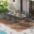 thumbnail image 6 of MEETWARM 9-Piece Outdoor Patio Dining Set for 8, All Weather Cast Aluminum Patio Funiture Set- 94.5” Rectangular Table with 2" Umbrella Hole and 8 Chairs, Patio Table and Chairs Set, Dark Bronze, 6 of 8