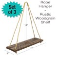 thumbnail image 3 of Excello Global Products Rustic Distressed Wood Hanging Shelves: 17-inch with Swing Rope Floating Shelves (Dark Brown - Pack of 3) - EGP-HD-0177, 3 of 3