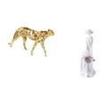 thumbnail image 5 of Dualoai Golden Cheetah Lady Sculpture Ceramic Animal Figurine Modern Tabletop Centerpiece Porcelain Girl Statue Nordic Ornament for Office Home Shelf Decor, 5 of 7