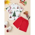 thumbnail image 3 of Bagilaanoe 2pcs Toddler Baby Boy Christmas Clothes Short Sleeve Shirt Tops + Shorts 6M 12M 18M 24M 3T 4T 5T Kids Casual Shorts Set, 3 of 9