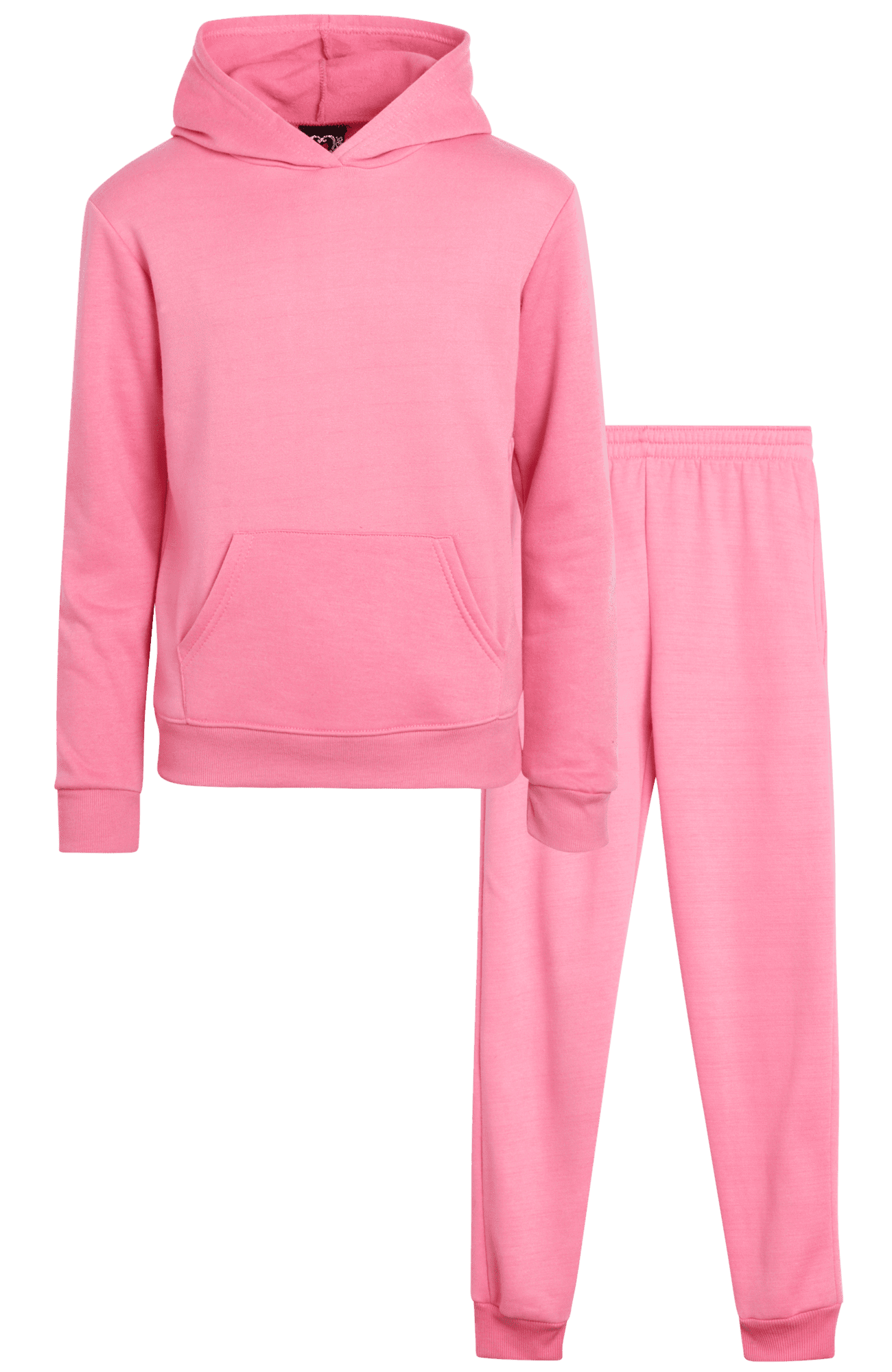 POP BLACK & WHITE GIRLS FLEECE SWEATSHIRT JOGGER WINTER SET - BLACK