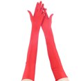 thumbnail image 2 of YAOBAMM Charming Gloves 1 Pair Solid Color Full Fingers Elastic Smooth Soft Breathable Elbow Length Bride Wedding Stage Performance, 2 of 7