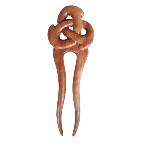 Marycrafts Horquilla para el pelo con nudo celta de madera, horquilla para el pelo, horquilla, accesorio para el cabello, juguete para el cabello hecho a mano (1 ud.)