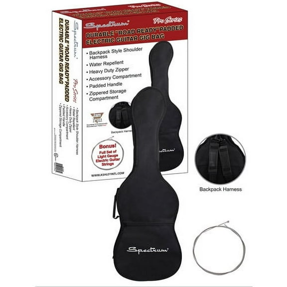 Spectrum Electric Guitar Gig Bag with Bonus Guitar Strings
