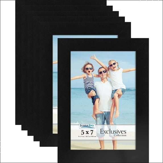 Icona Bay 5x7 Black Picture Frames, 6 Pack, Exclusives Collection (US Company)