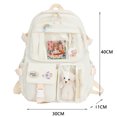 thumbnail image 4 of Cute Women Backpack Preppy Multi-Pocket Nylon Schoolbag Book Bags (Beige), 4 of 6