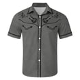 thumbnail image 5 of Shirts for Men Short Sleeve Vintage Western Cowboy Print Lapel Casual Summer Top Grey L, 5 of 5