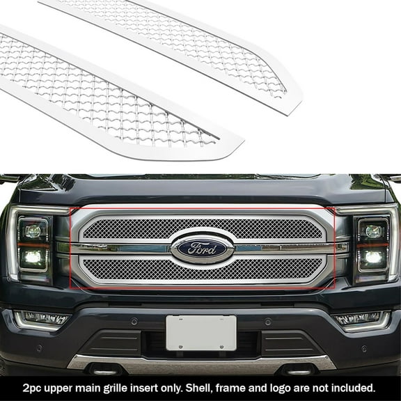 2021-2022 Ford F-150 King Ranch/Platinum Stainless Steel Chrome Finish 2.5Mm Wire Mesh Mesh Grille