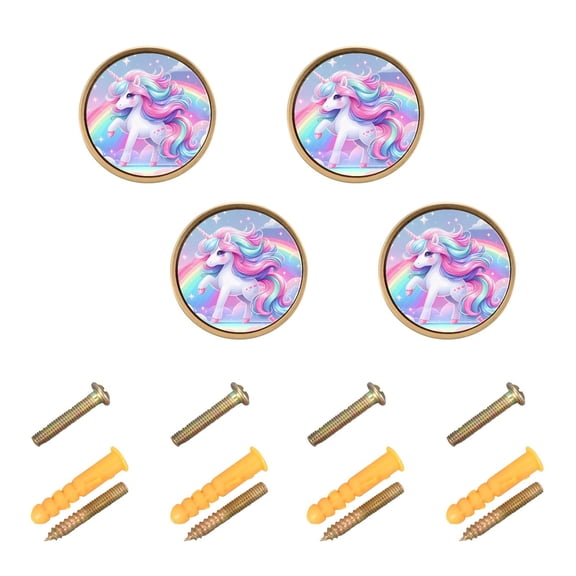 Kitchen Cabinet Knobs Beautiful Fantasy Unicorn Cabinet Handles Zinc 1.25 inch Diameter 4 Pcs