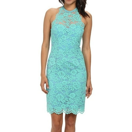 - Nicole Miller NEW Blue Aqua Women's Size 10 Lace Sheath Dress