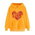 thumbnail image 2 of Jjayotai 50% Off Clear Cute Love Heart Print Valentines Day Hooded Sweatshirts for Women, Long Sleeve Casual Round Neck Pullover Tops Yellow XL, 2 of 5
