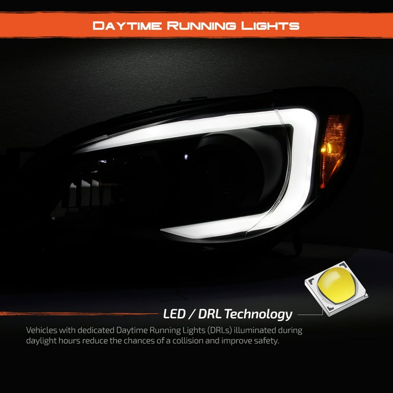 Fit 2006-2007 Subaru Impreza WRX Outback Black Smoke LED DRL