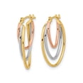 thumbnail image 1 of 14K Yellow, White and Pink Gold Triple Hoop Earrings, 1 of 4