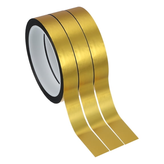 Metalized Polyester Film Tape 13/16 in x 55 Yard, Matte Gold Adhesive Mirror Tape, 3 Pcs