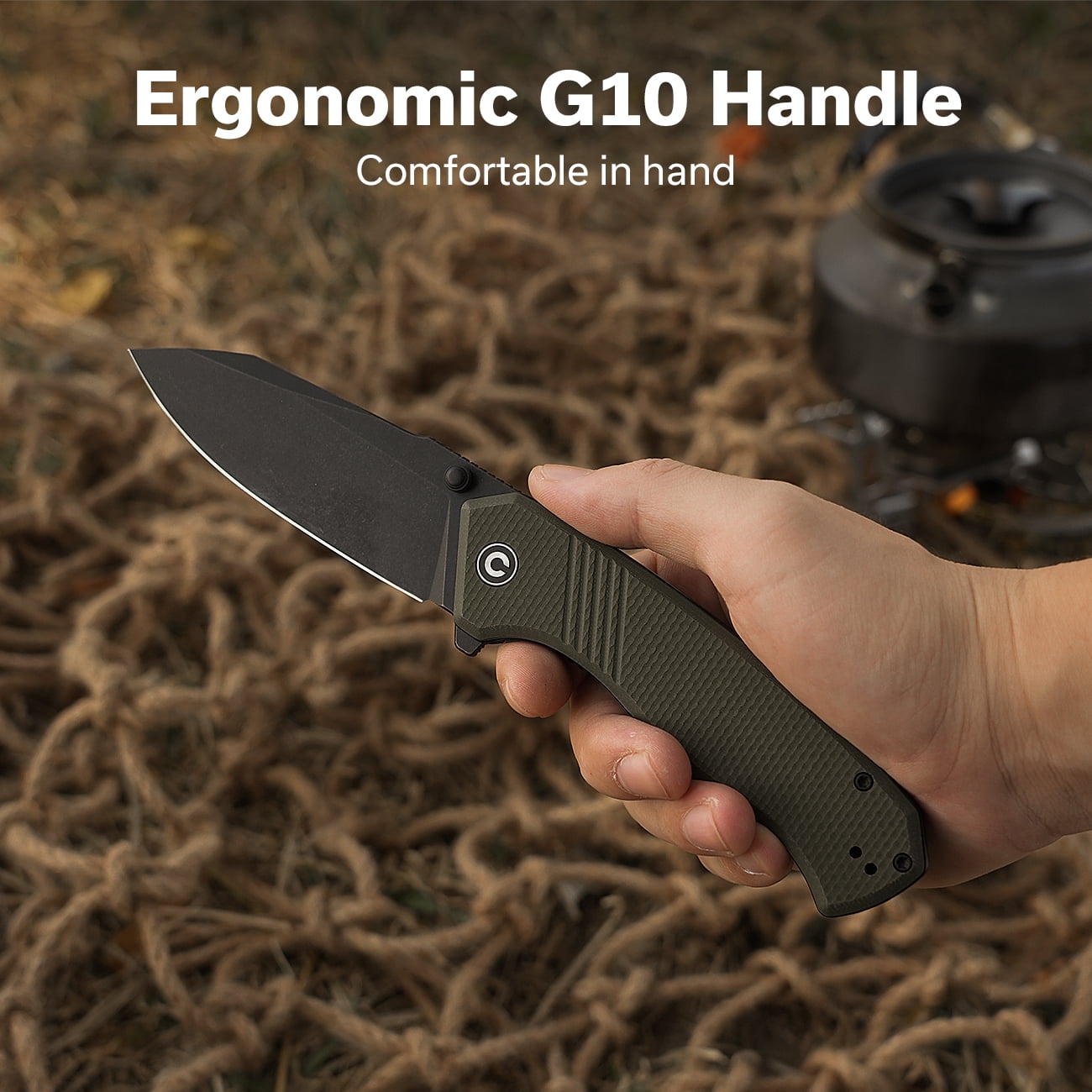 CIVIVI Placoid Pocket Knife, Folding Knife with 3.67" 14C28N Blade G-10 Handle C23079-3
