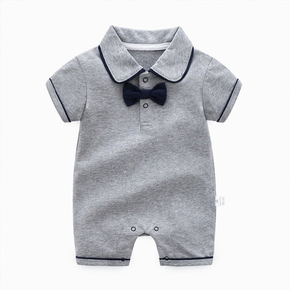 KPOPLK Summer Sleep Outfit One Piece Clothes Infant Newborn Baby Boy Romper Jumpsuit Lapel Neck Short Sleeve Pajama Bodysuit Size 3-6 Months,D