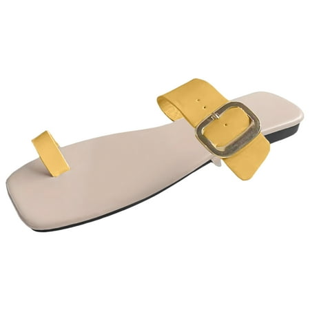 

Women Sandals Fashionable New Pattern Simple Color Set Toe Flat Bottom Comfortable Summer Slippers Womens Sandals