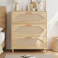 thumbnail image 4 of Yiwa Commode en Rotin à 3 Tiroirs, Armoire de Rangement Spacieuse pour Chambre, Salon, Entrée, Design Moderne en Bois, Assemblage Facile, 4 of 7